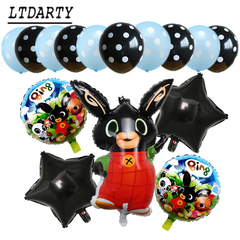 15pcs as picture 15 шт. 86*60 см Bing Банни фольгированные шары мультфильм кролик Воздушные шары 12 дюймов красный черный горошек латексные шары День рождения Декор поставки T - Цвет: 15pcs as picture