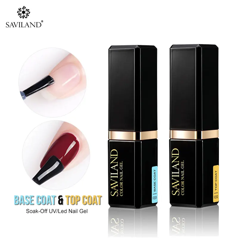 

SAVILAND Base and Top Coat Semi Permanent Transparent Soak Off Primer Gel Lacquer Long Lasting Nail Art Manicure