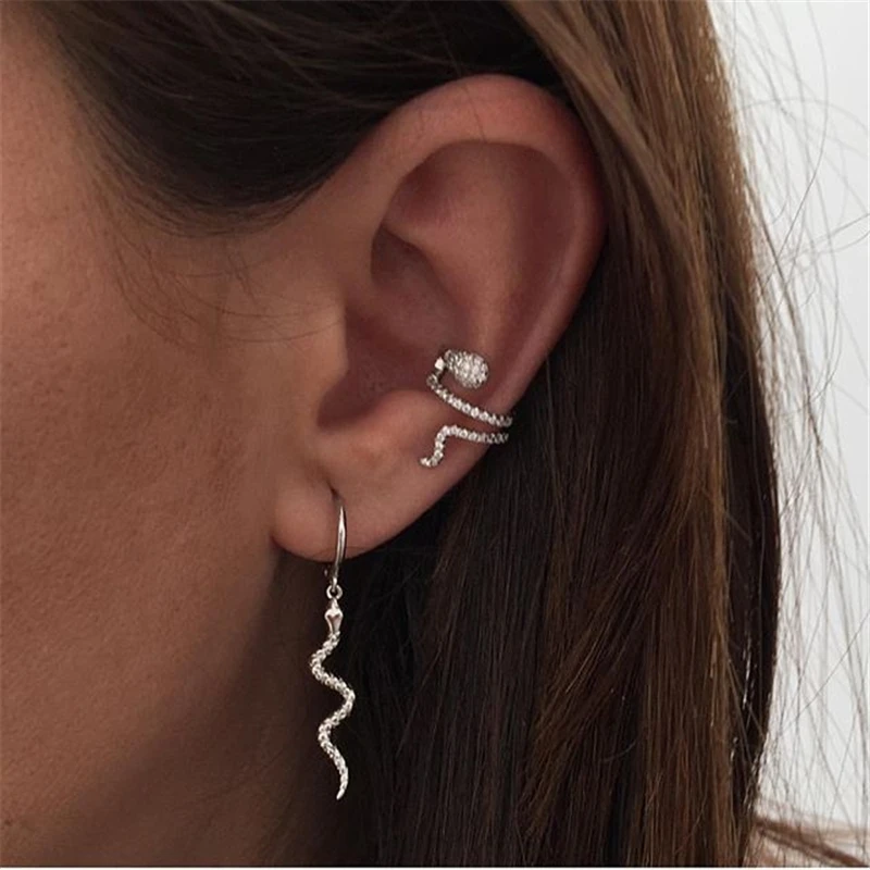 Fashion S925 Sterling Silver Light Luxury Earrings Fun Animal Snake With Zircon Ladies Ins Trend Gifts | Украшения и аксессуары