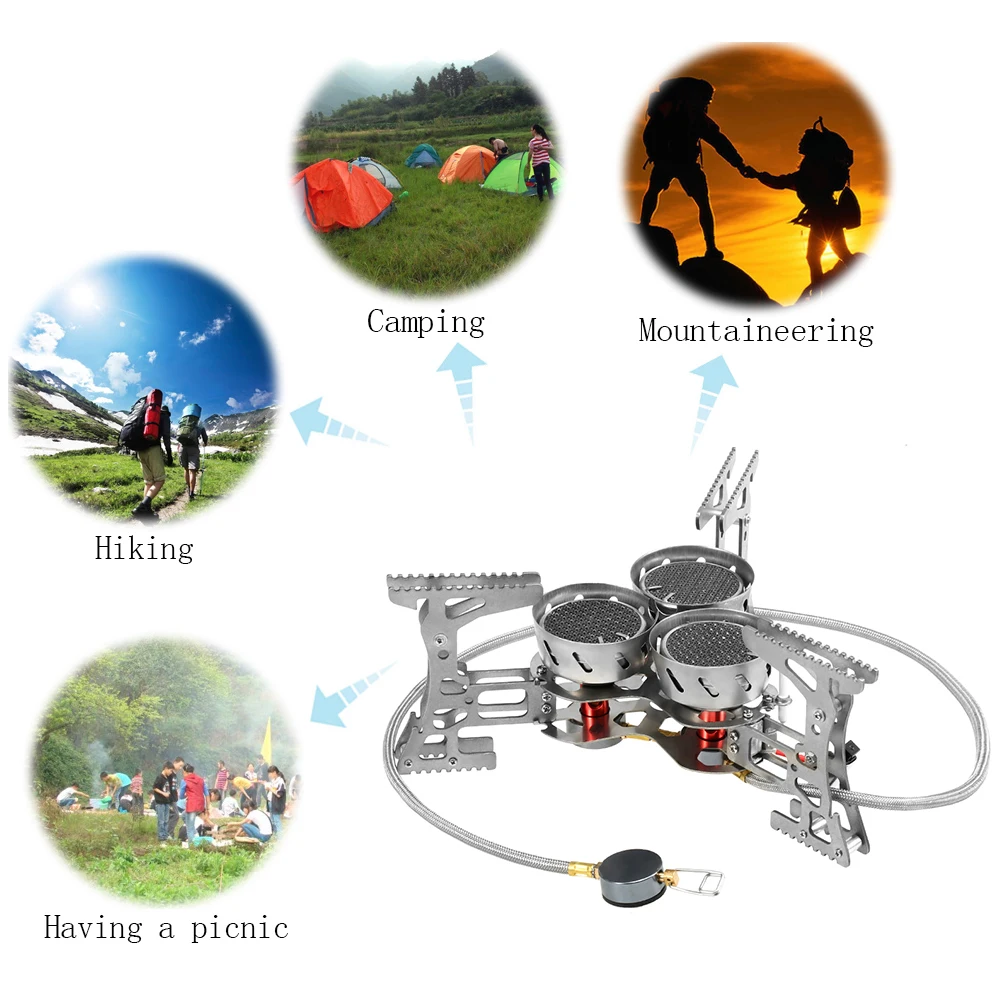 Camping Stove Ultralight Foldable Backpack Stove Burner Windproof Outdoor Portable Small Camping Gas Stove for Outdoor Camping