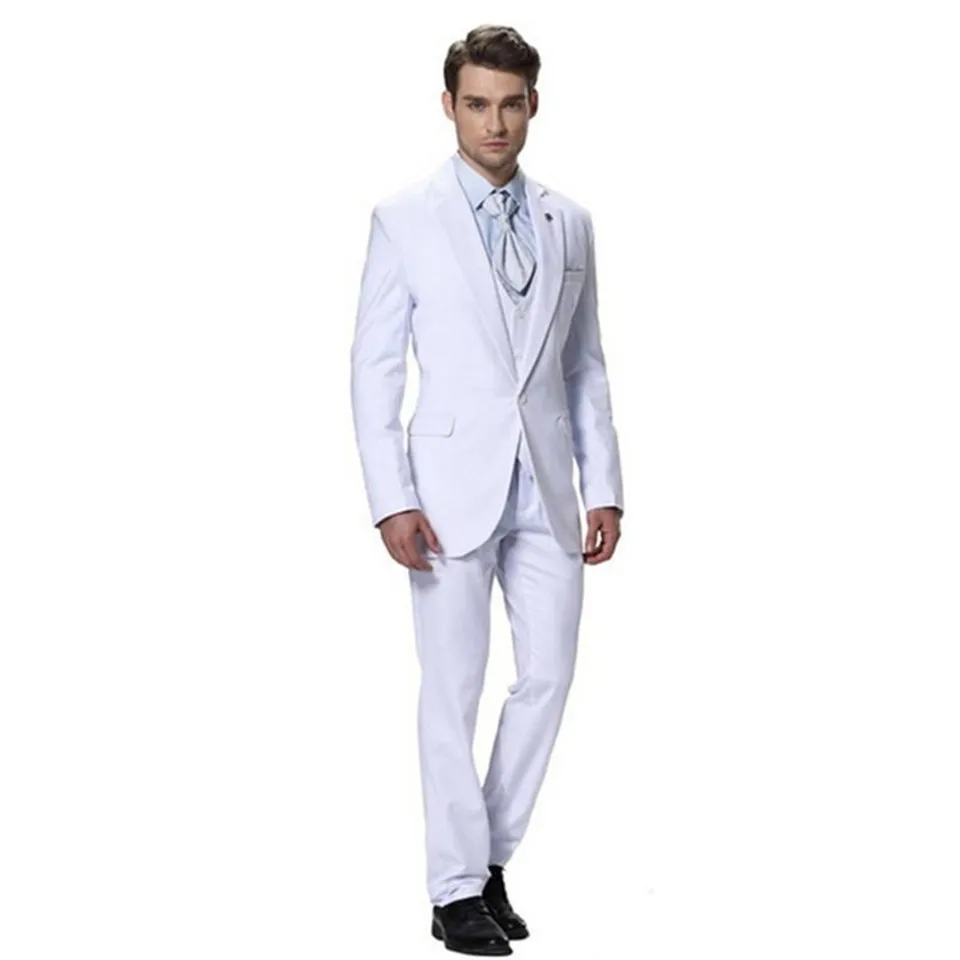 Классический мужской костюм Smolking Noivo Terno Slim Fit Easculino вечерние костюмы для мужчин белого цвета Жених лучшие Женихи для мужчин Weddi