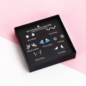 

34 Style One Week Earrings Simple And Creative Temperament Earrings Bird Plane Love Deer bikr Rabbit Jewelry For Women