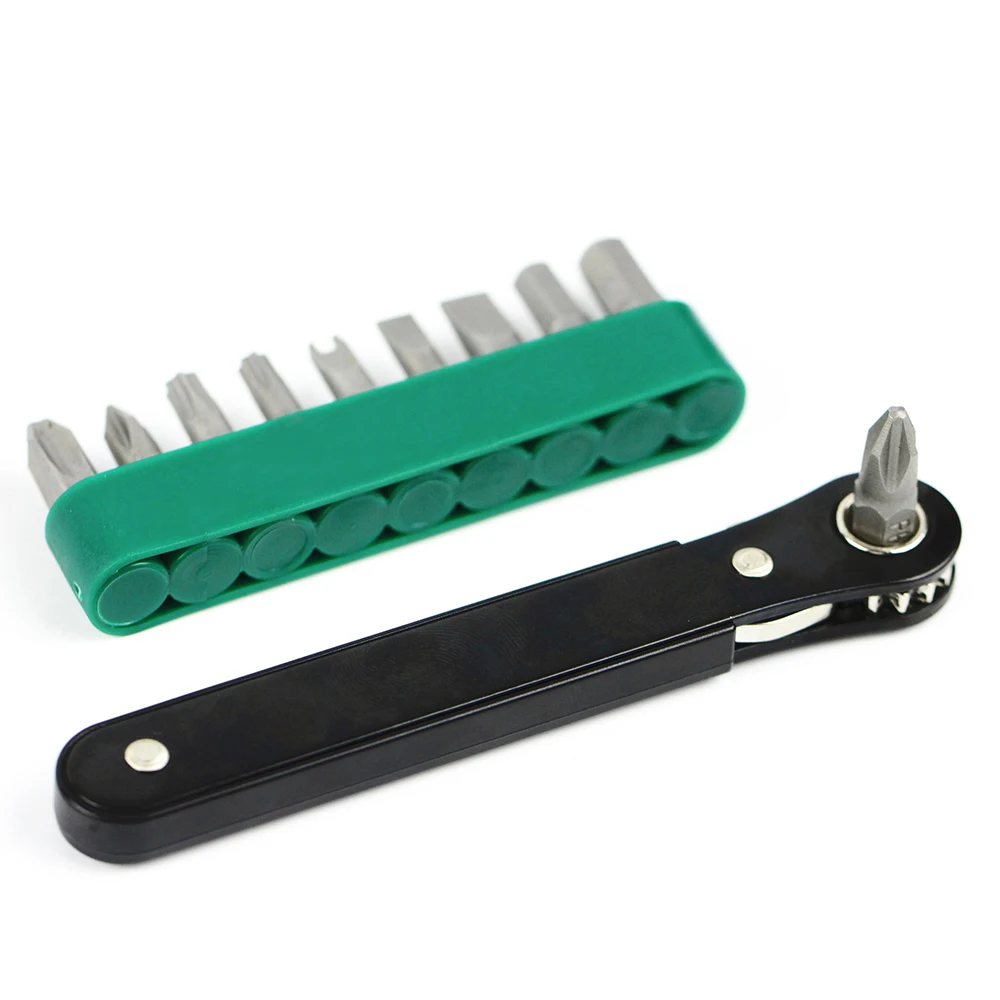 Screwdriver Kit 10 in 1 Screw Driver Set with Thin-walled Ratchet Handle S2 Steel Bits Home Repair Tools for Outdoor Indoor | Инструменты