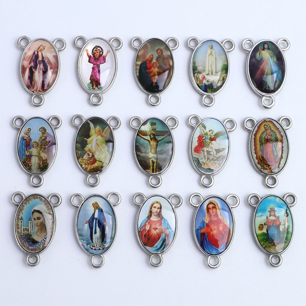 100pcs of Assorted Double Sided Holy Family Divine Mercy Medal Rosary Centerpieces 6