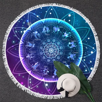 

Pink and Aqua Round Beach Towel Roundie Feather Hippie Circle Yoga Mat Watercolor Floral Bath Towel