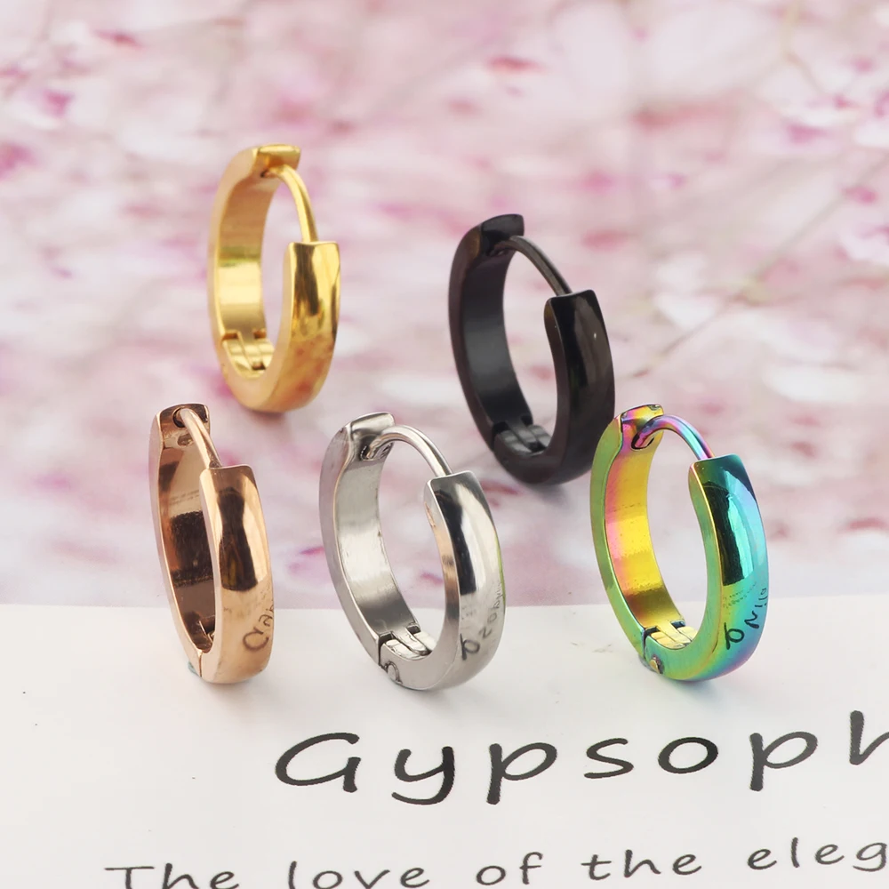 Stainless Steel Mens Womens Hoop Earrings Huggie Ear Piercings Ear Clip Clicker for girl body fashion earrings