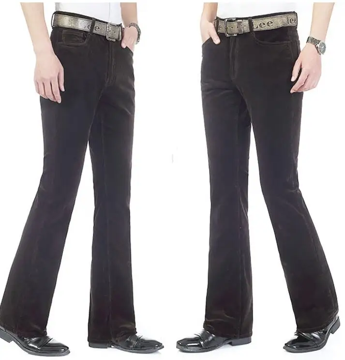 Men's Flared Vintage Skinny Pants Casual Pants Corduroy Flares Trousers Male Bell-Bottom Trousers Size 26-40