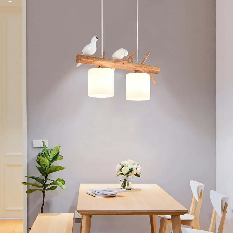 Wood Pendant Light Modern Restaurant Bar Bedroom Kitchen Lighting