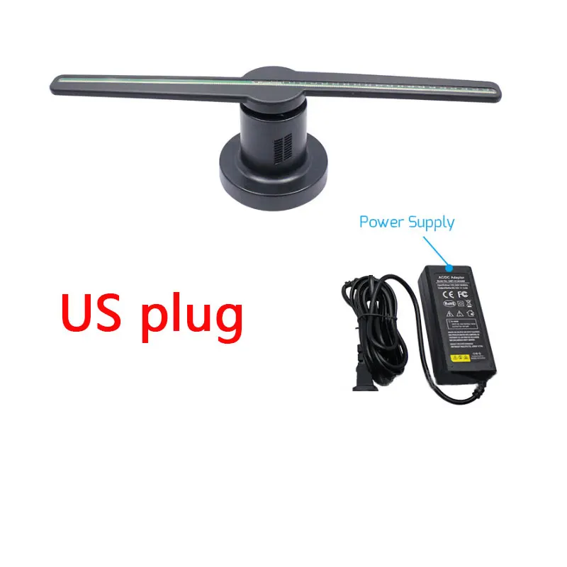 US plug Without WIFI AC 100-240V подключаемый 3D голографический проектор, светильник, рекламный дисплей, светодиодный вентилятор, голографическая лампа, 3D пульт дистанционного управления, голограмма, плеер - Мощность в ваттах: US plug Without WIFI