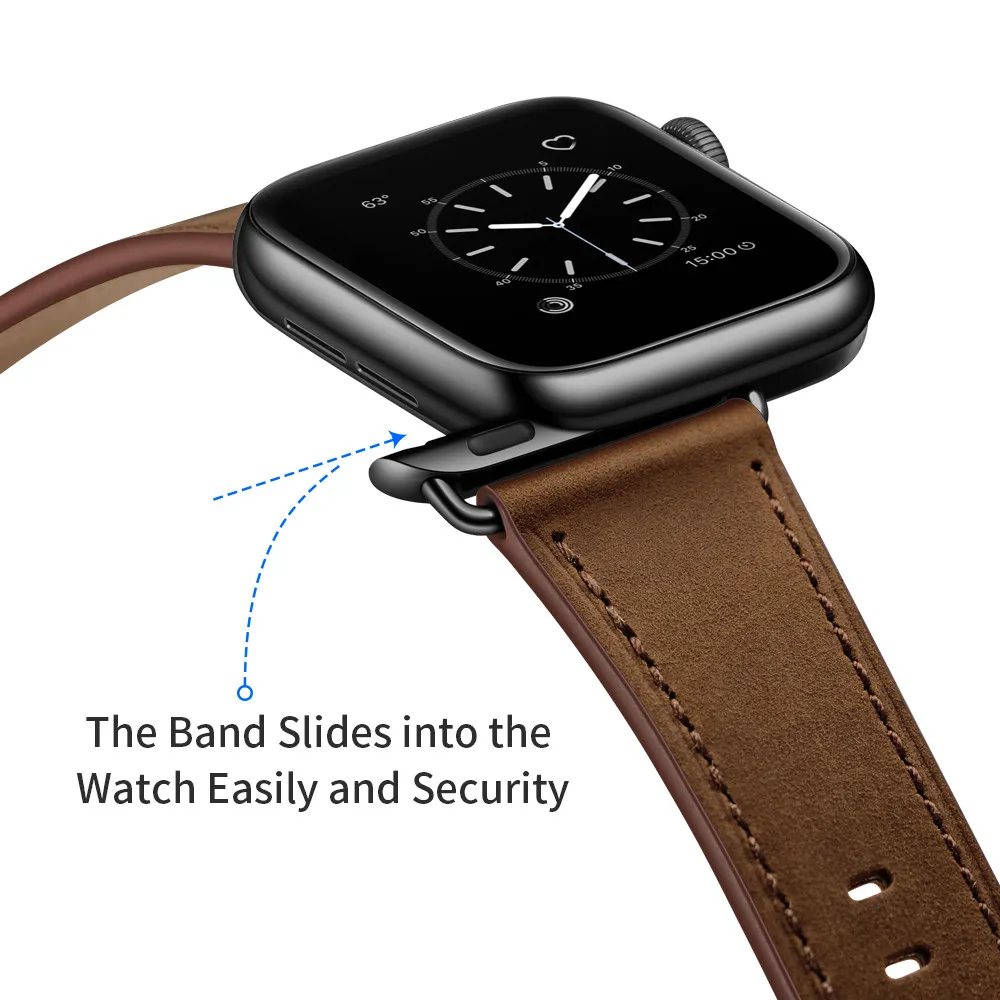Ремешок для часов из натуральной кожи для Apple Watch 5, 4, ремешок, 40 мм, 44 мм, 38 мм, 42 мм, для женщин и мужчин, металлический ремешок с пряжкой, браслет для iwatch 1, 2, 3