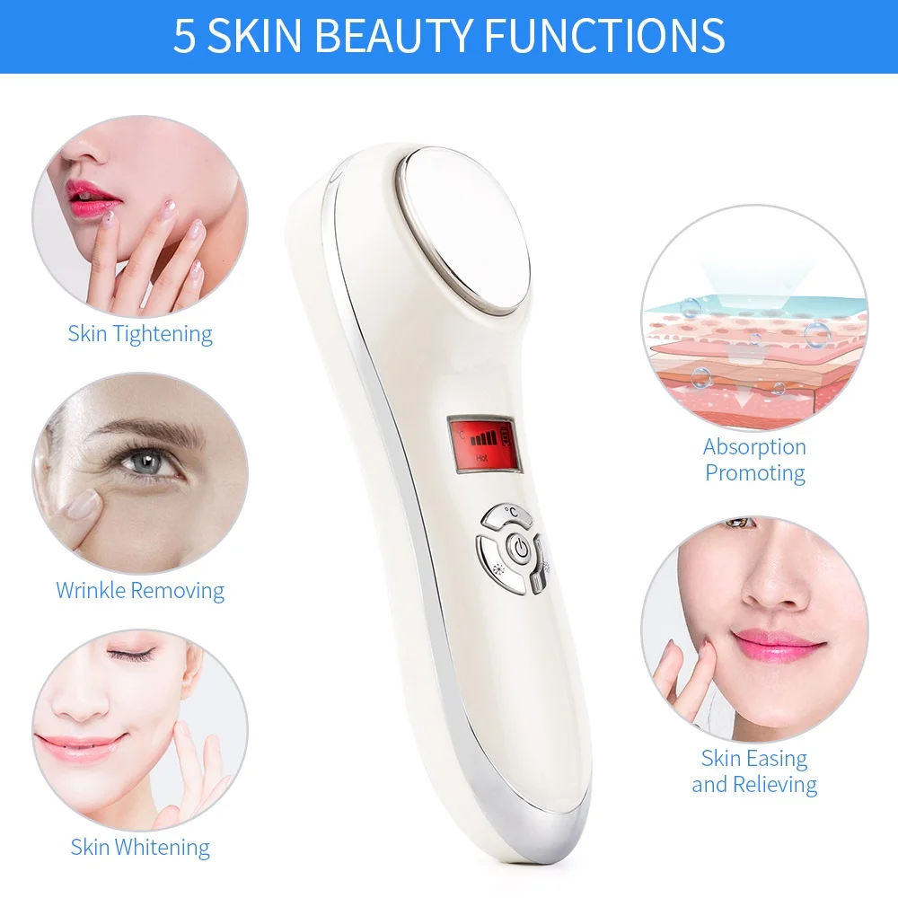 Facial Hot&Cold Vibration Massager Ice Skin Care Cryotherapy Calm Skin Shrink Pores Warm Heating Relax Skin Lifting Device 5