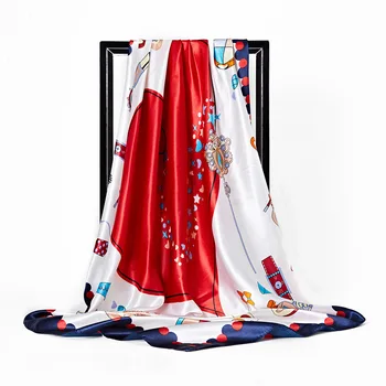

2020 Luxury Brand 90CM Kerchief-Style Silk Scarf Soft Women Printed Versatile Headscarf scarves infinity chiffon hijab winter