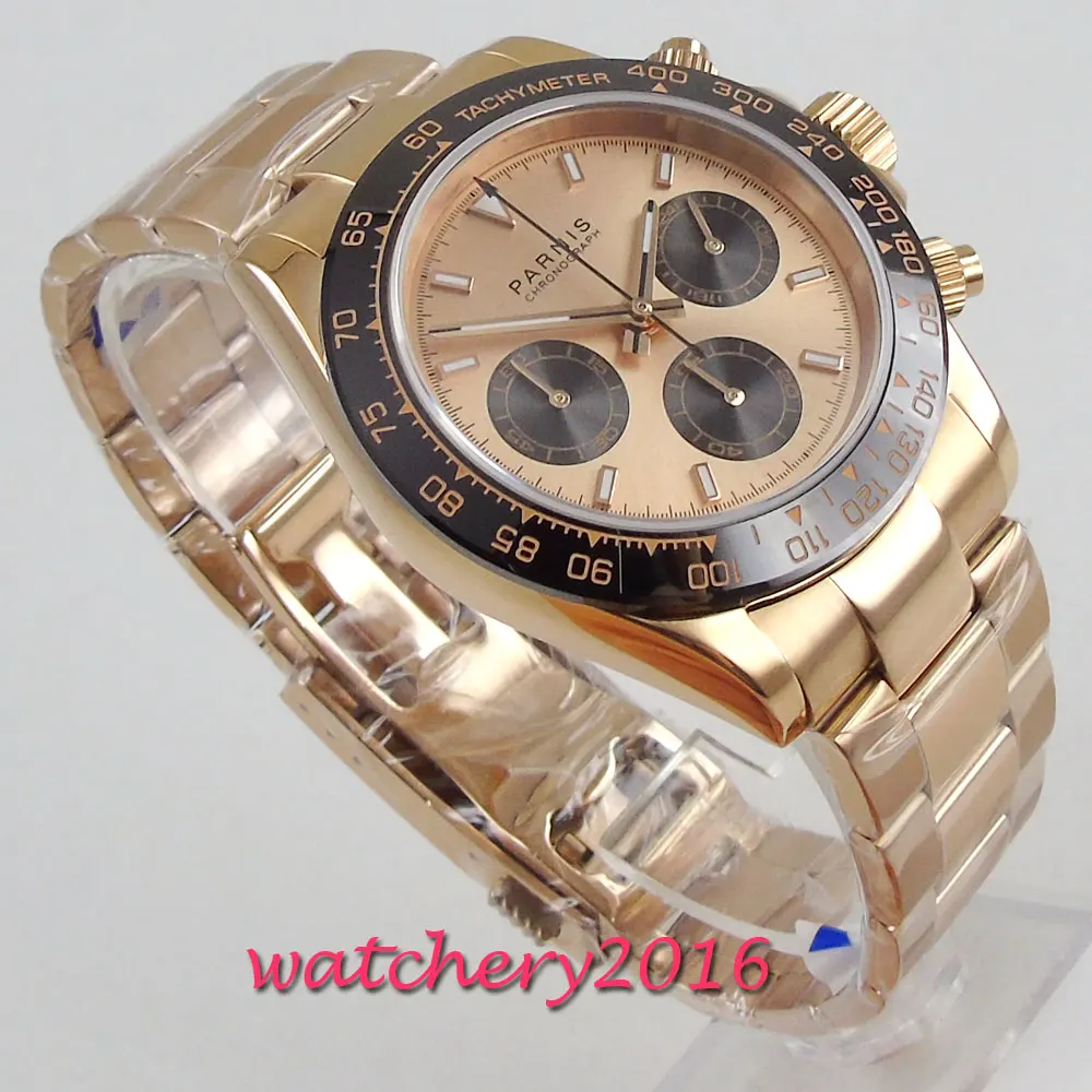 Новое поступление 39 мм Парнис золото циферблат кварцевые мужские часы из