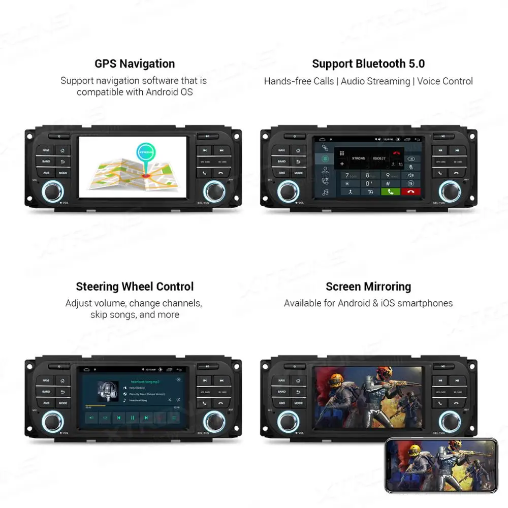 XTRONS " новейший Android 16 Гб rom 2 г HD экран многофункциональный автомобильный стерео RCA gps DSP для JEEP для Dodge Chrysler без DVD