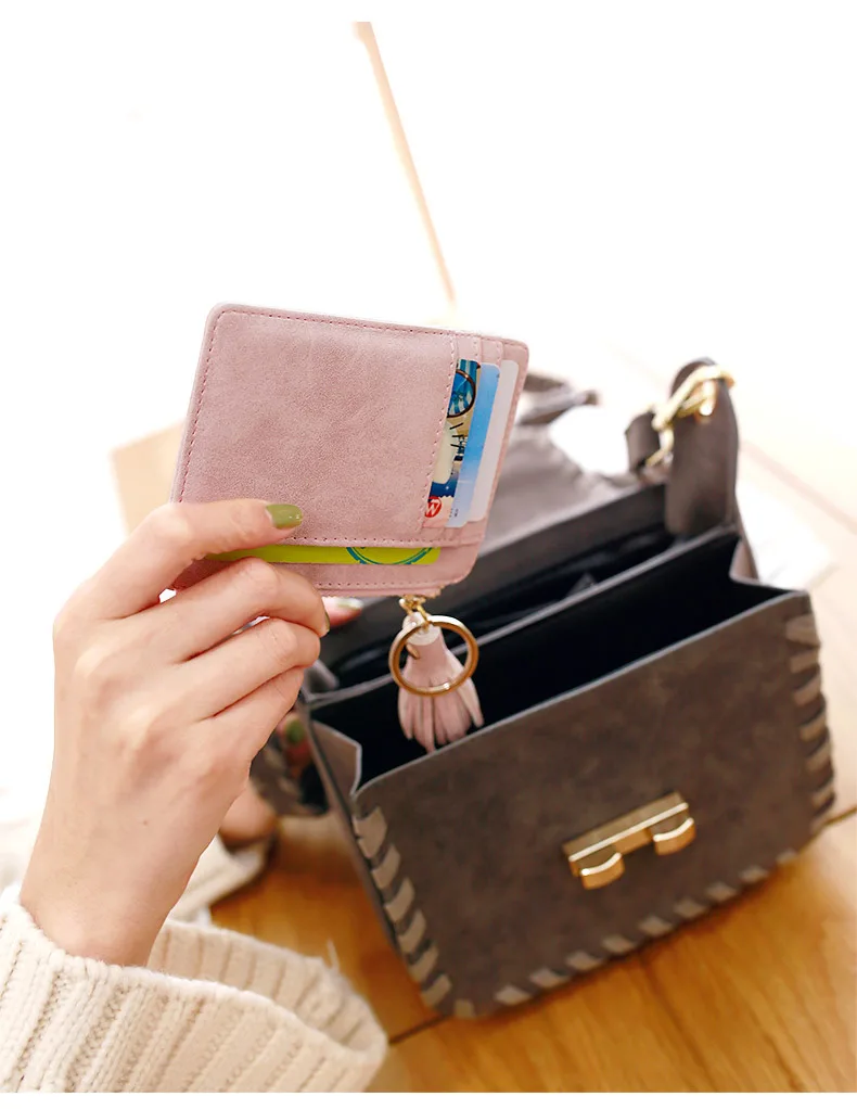 Beibaobao; ботильоны из матовой кожи на мини-кисточка Для женщин держатель для карт милые кредитные футляры для идентификационных карт бумажник с застежкой-молнией чехол изменения брелок-Кошелек для монет