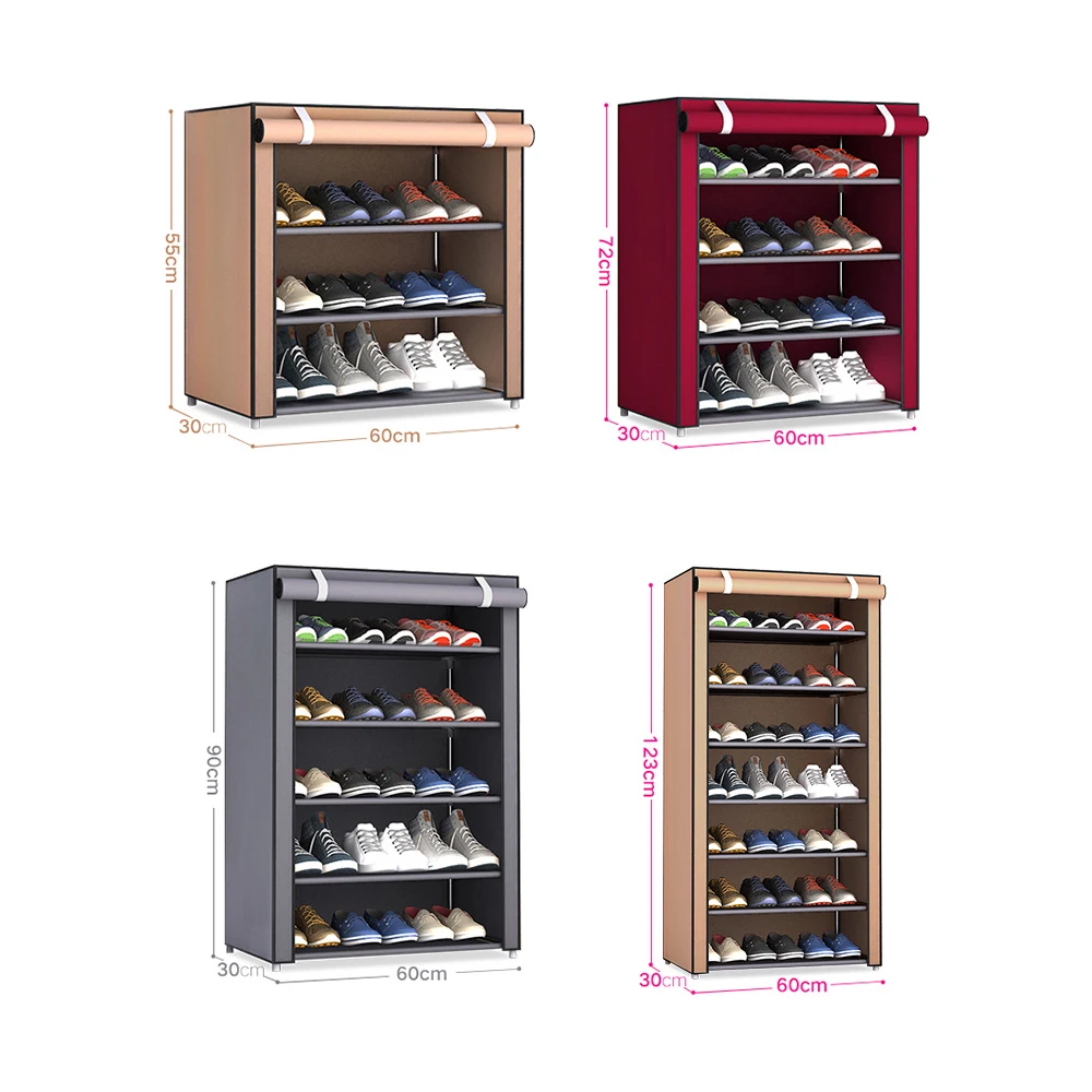 4/5/6/8/10 Layers Shoes Rack with Dustproof Cloth Non-Woven Fabric Shoe Stands Organizer Closet Home Shoes Storage Holder Shelf