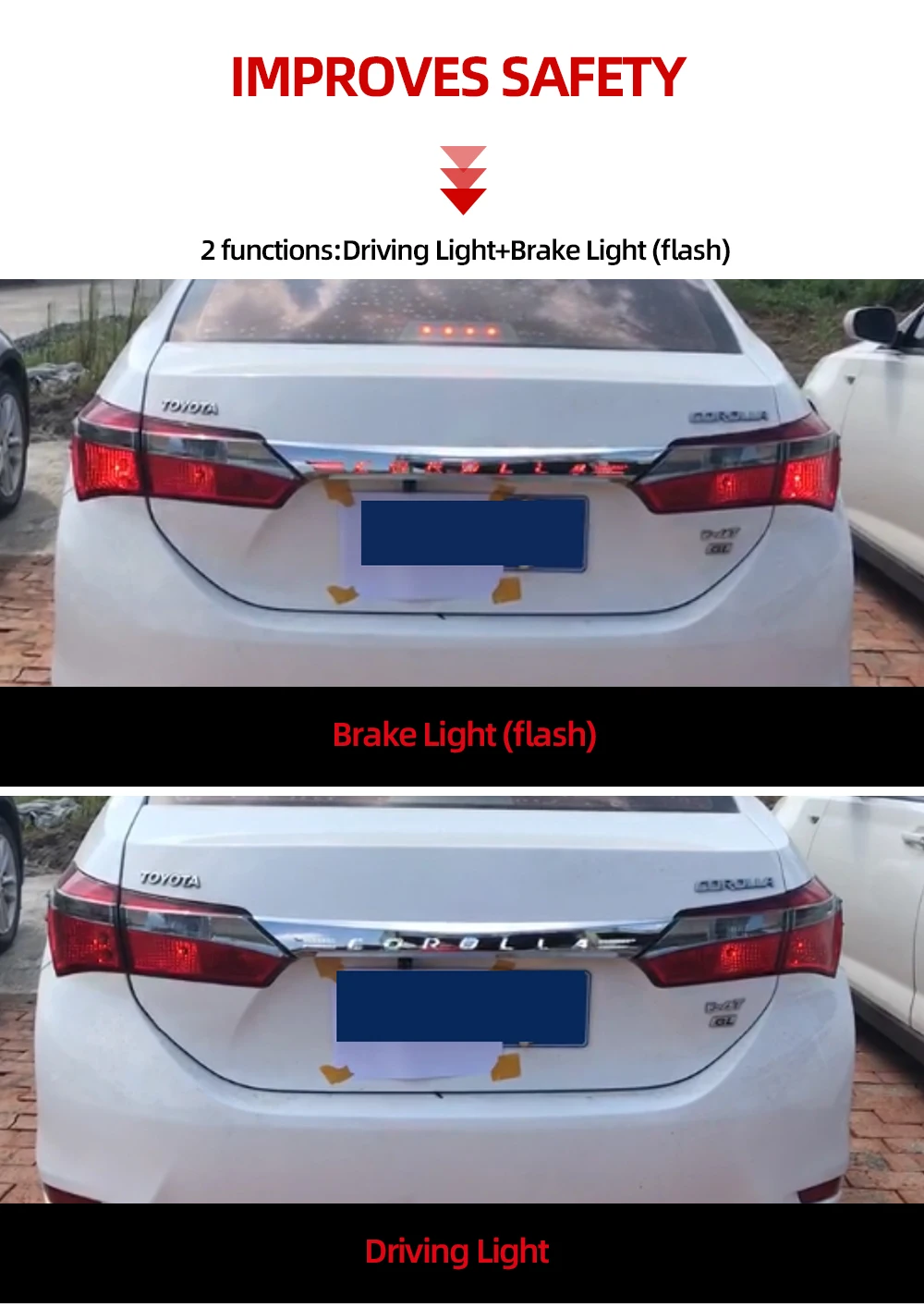 2 шт. для Toyota corolla- задний бампер багажник задний свет, светодиодные задние фонари отражатель тормозной Предупреждение льный сигнал противотуманная фара