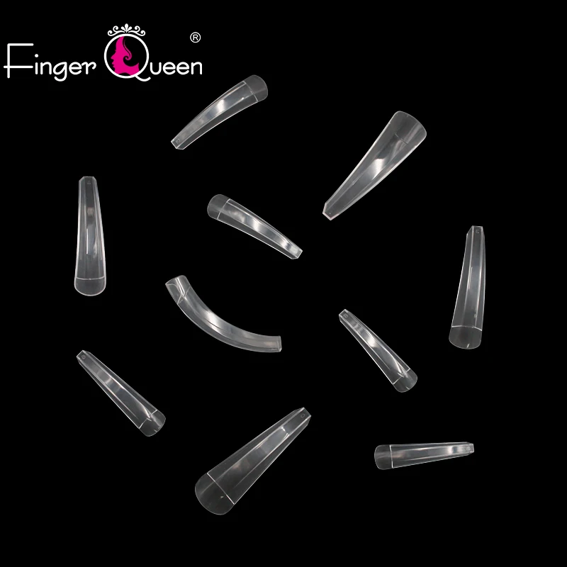 Fingerqueen 500 шт прозрачные пикантные длинные балерина гроб накладные ногти