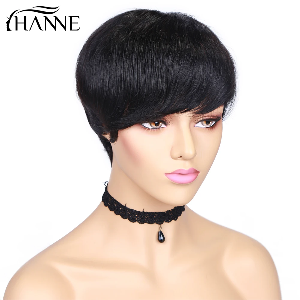 HANNE Hair Human Hair Wigs Pixie Cut Wigs Short straight Brazilian Human Wig for Black Women Free Shipping