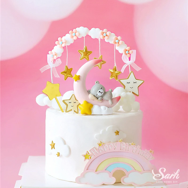 Arc Decoratif De Pampilles Avec Licorne Lune Et Ours En Forme D Etoile Doree Fournitures De Patisserie Pour Fete Prenatale Anniversaire Cadeau D Amour De Mariage Aliexpress