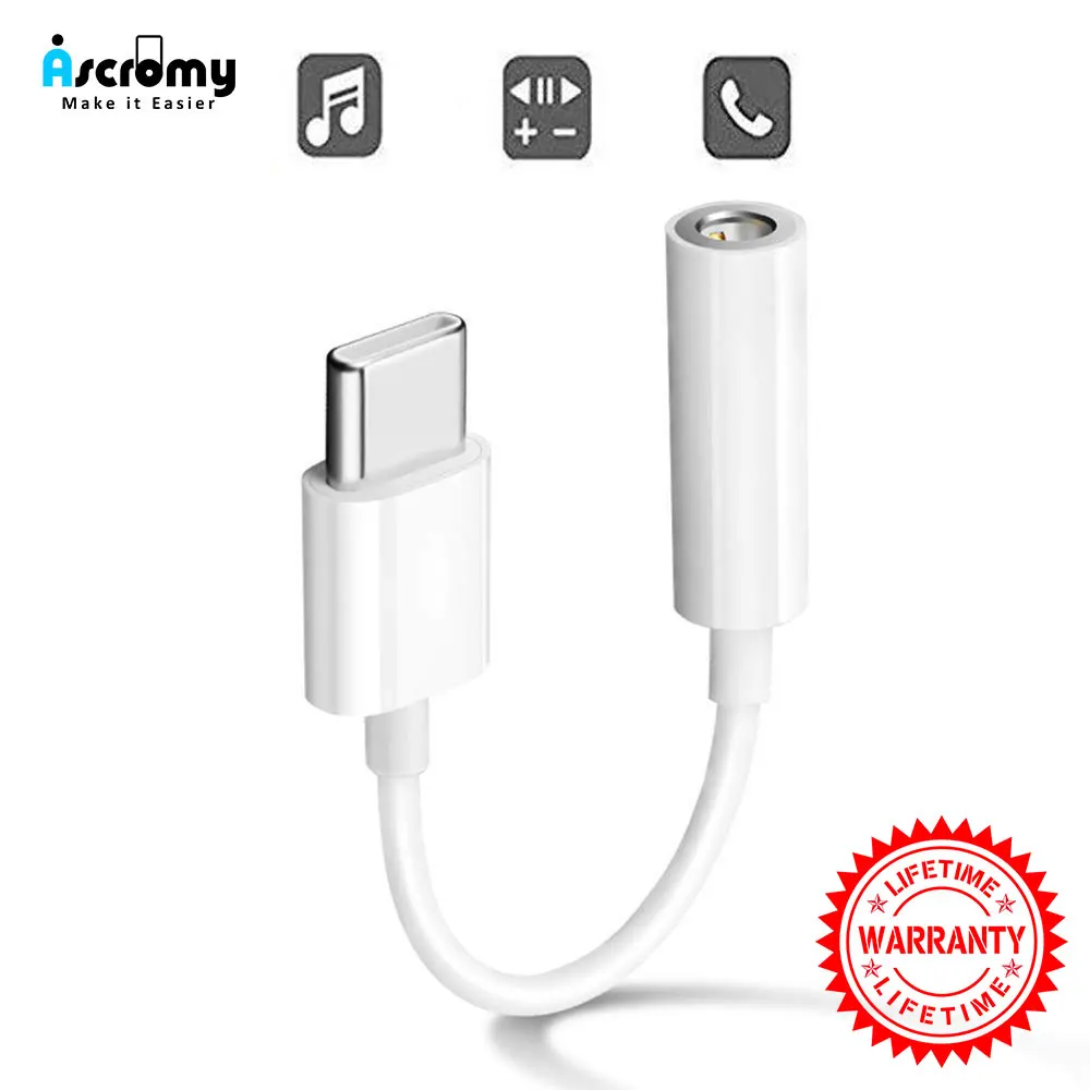 USB-C до 3,5 мм Aux адаптер для Xiaomi Mi9 huawei P30 P20 samsung Galaxy Note 10 Plus 9 S10 S9 S10e S8 Oneplus 7 Plus Аксессуары - Color: White