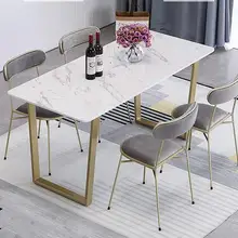 Современный и сокращенный металлический стол из скандинавского мрамора для ног, белый бытовой маленький семейный стул, комбинированный Прямоугольный Обеденный Стол