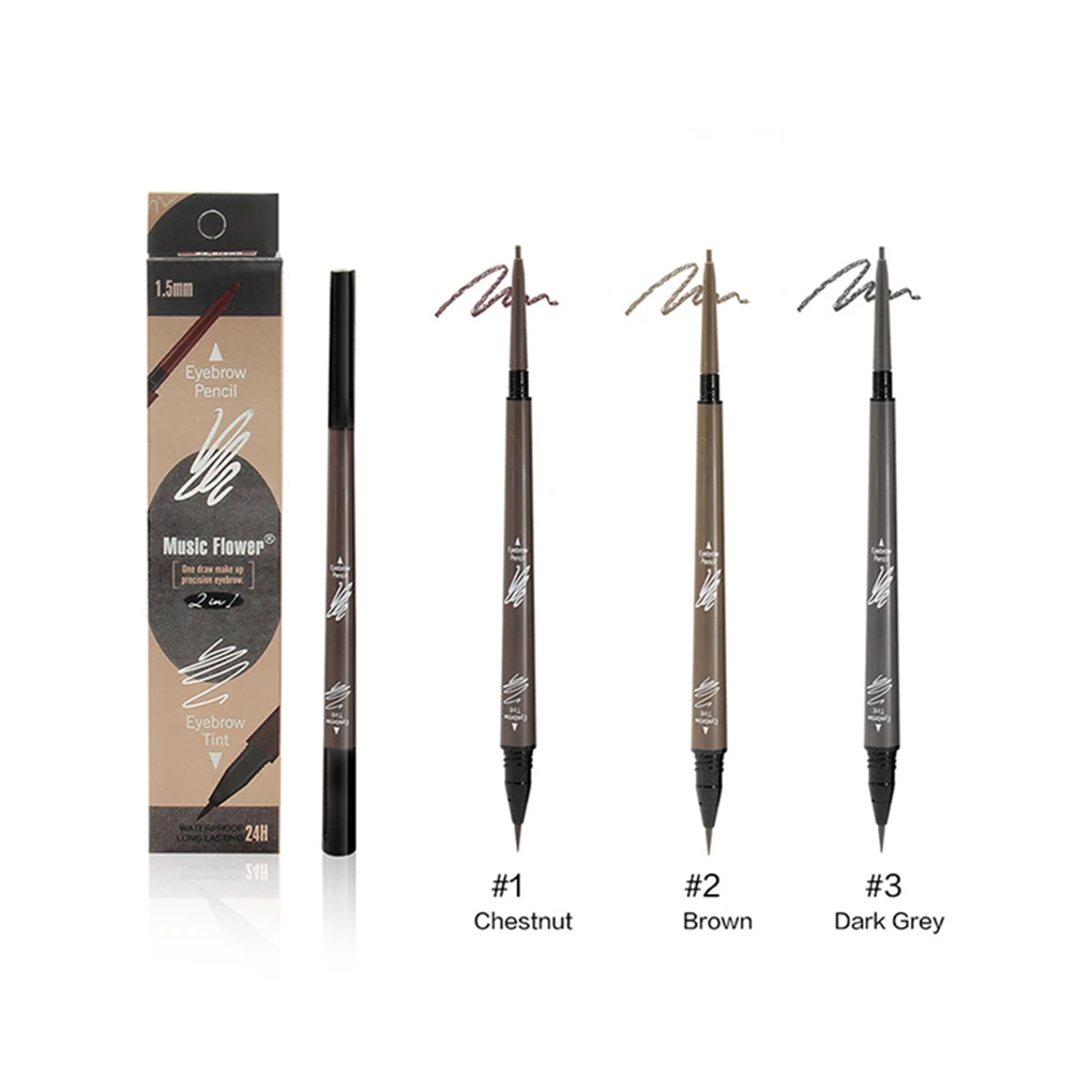 Waterproof Natural Long Lasting Dual Heads Liquid Eyebrow Paint Tattoo Pen Tint Makeup Cosmetics