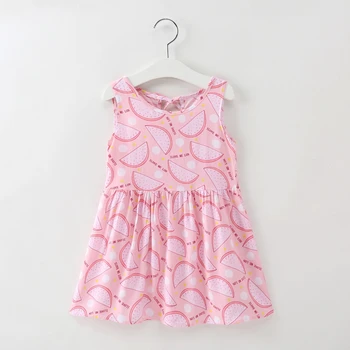 

Summer Cool Baby Dress Girls Dresses Cotton Children's Clothes Sleeveless Dot Watermelon Print Kids Pretty Clothing Cute Sundres