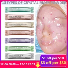 14PCS DIY SPA Collagen Rose Hyaluronic Acid Soft Mask Powder Face Mask Anti Aging Anti Wrinkle Peel Off Rubber Facial Mask