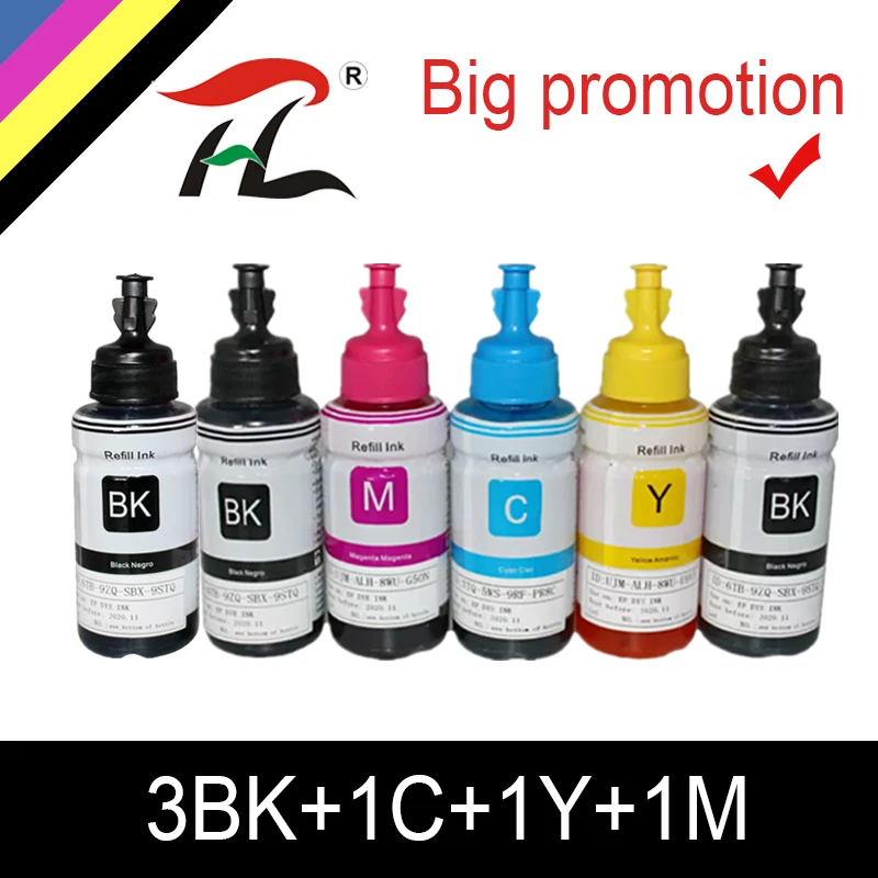 HTL 6PK 70 мл чернилами пополнения чернил совместимый для epson L200 L210 L222 L100 L110 L120 L132 L550 L555