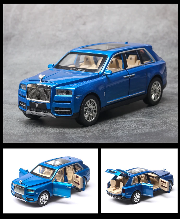 Горячая 1:24 масштаб автомобиля колеса для кроссовера Rolls-Royce cullinan металлическая модель с светильник и звук литья под давлением автомобиль вытяните назад игрушки коллекция - Цвет: Синий