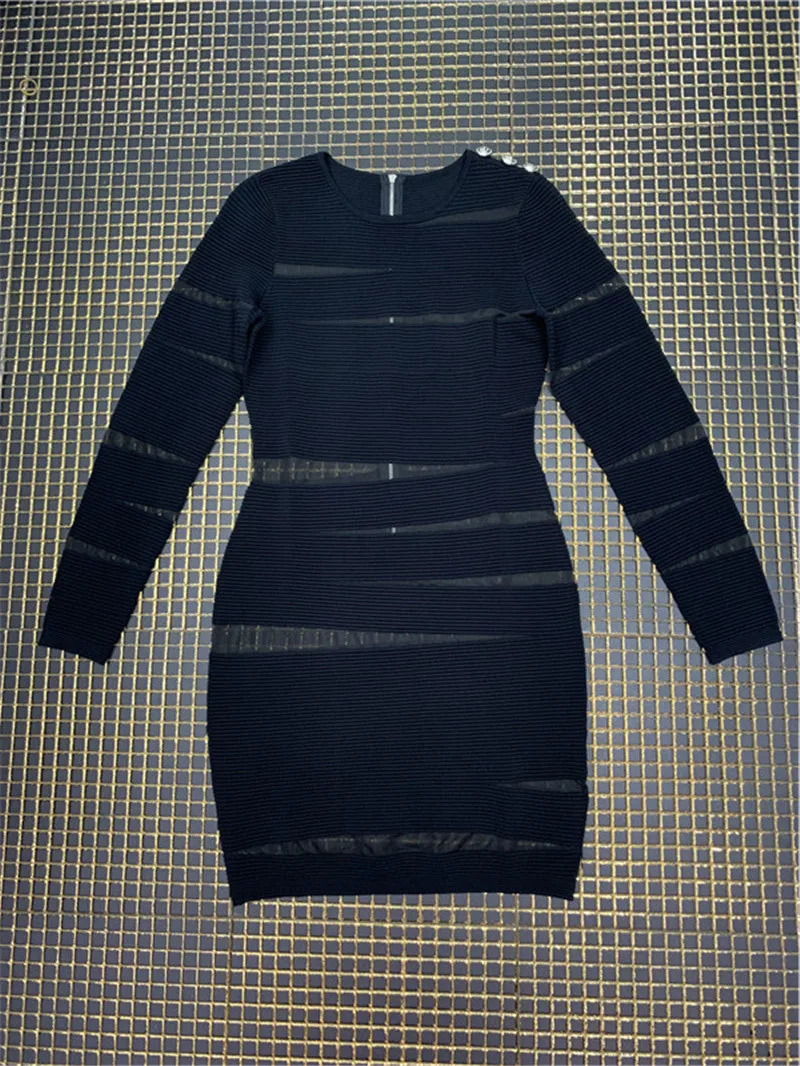 Высокое качество Черный Фиолетовый с длинным рукавом Твердые Bodycon Зимние женские Бандажное платье ночные вечерние платья