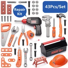 43 шт./компл. Дети моделирование Ремонт Инструменты для ремонта комплект ролевая игра электродрели слесарные набор инструментов