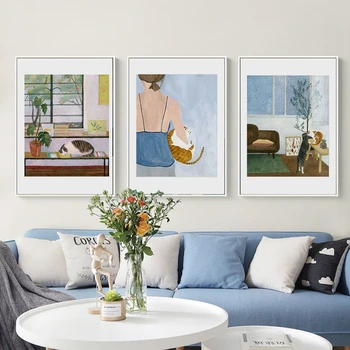 

Nordic Cat Canvas Painting Animal Poster And Print Wall Pictures For Living Room Kids Room Decorative Picture Home Decor Plakat