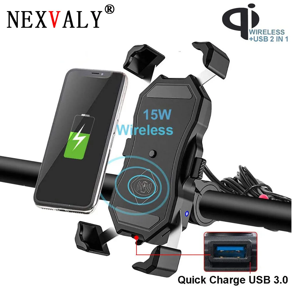 NEXVALY держатель для телефона мотоцикла Беспроводное зарядное устройство QC 3 0 USB