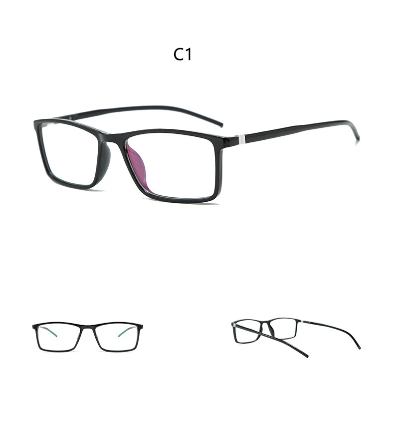 New Trendy Light Blue Myopia Glasses Frame Clear Lens Superfine Plastic Square Eyeglass Frame Unisex Transparent Glasses