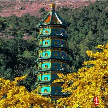 

Painting By Number Tower Landscape Frame On Canvas Oil Picture HandPainted Acrylic Paint Color Drawing DIY Adults Home Decor Art