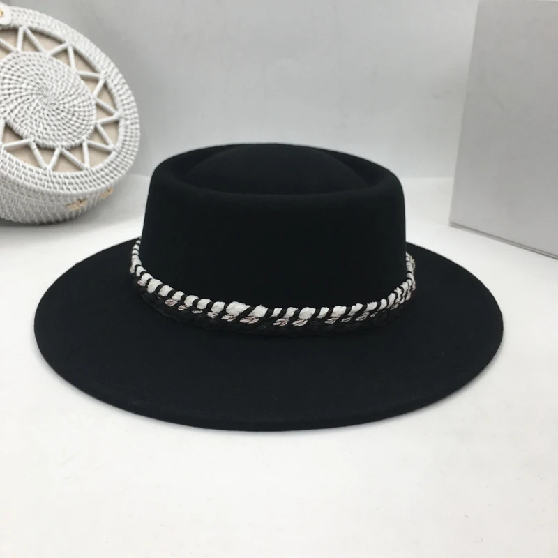 Классическая черная шерсть? Модные шляпы с широкими полями для мужчин и женщин, фетровые шляпы для отдыха