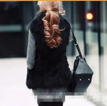 Colete De Pele Feminina Fluffy Women Sleeveless Fox Fur Coat Autumn Winter Luxury Stand Collar Long Faux Fur Vest V612