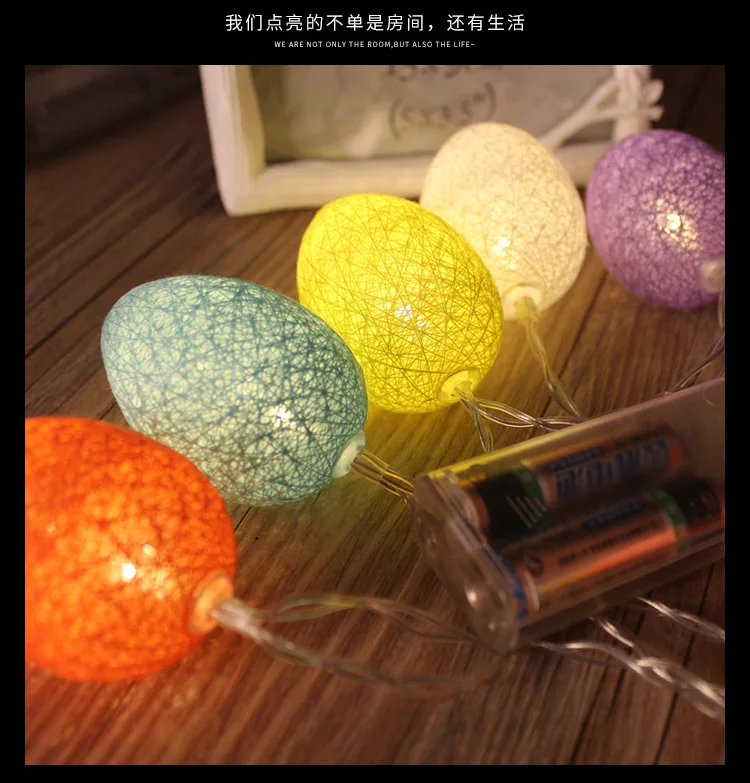 New Style 5 M round Ball LED Cotton Thread Painted Egg Lighting Chain Battery Christmas Easter Egg Party Decorative String