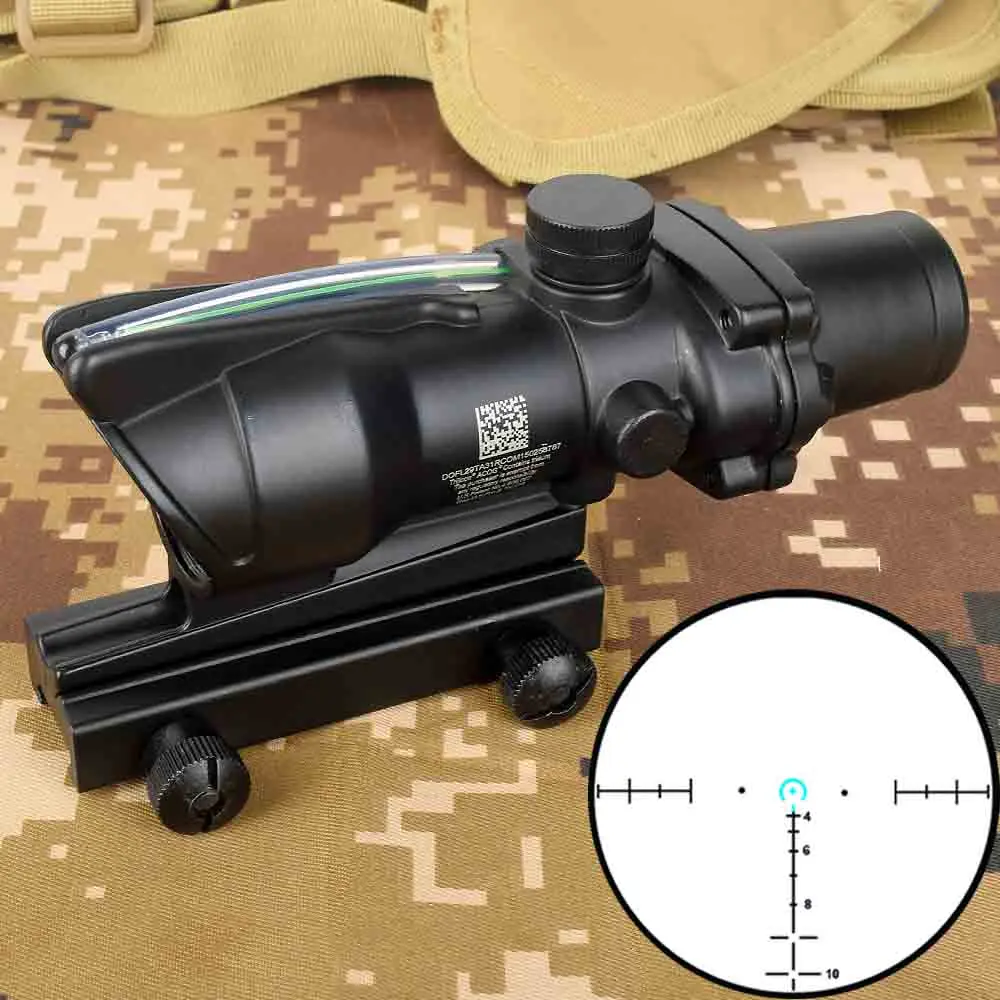 Hunting 4X32 ACOG Real Fiber Scope BDC Chevron Horseshoe Reticle Tactical Optical Sights for cal.223.308 - Цвет: Золотой