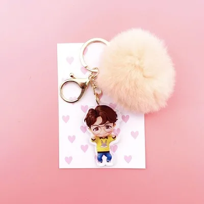 Брелки Новые Мультяшные Kpop Bts акриловые брелки Jungkook V Jimin Hair Ball брелоки подвесные аксессуары для сумок милые - Цвет: Z5