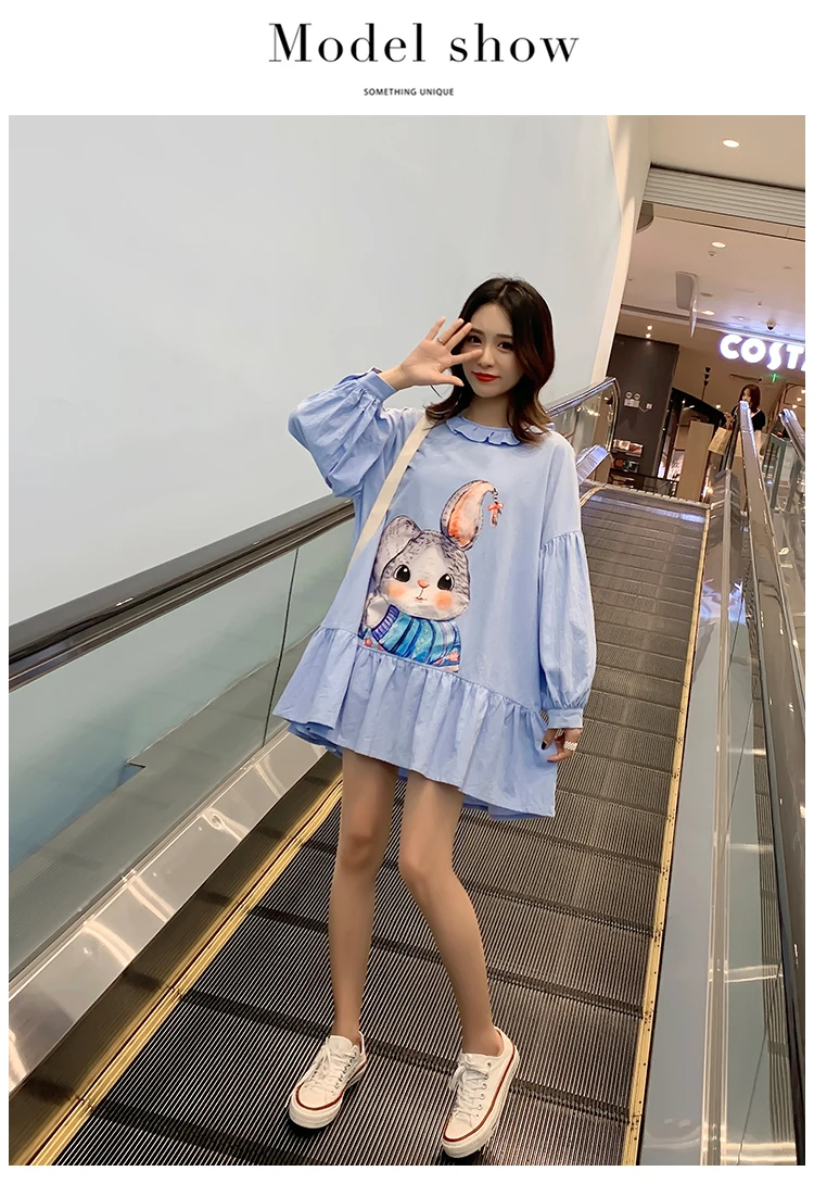 MissLymi милые топы с рисунками животных Kawaii для женщин осень Питер Пэн воротник фонарь длинный рукав свободные оборки блузки