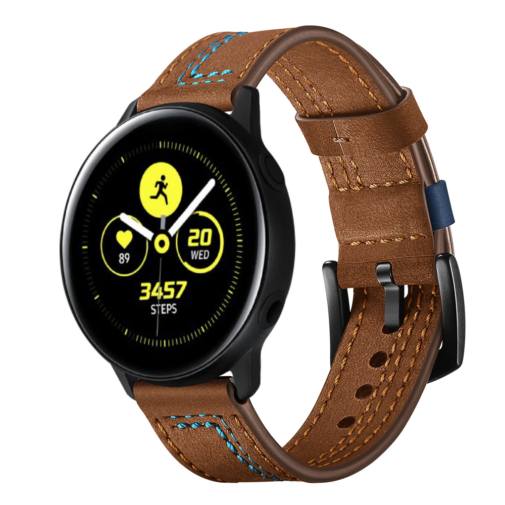 UEBN 20 мм роскошный кожаный ремешок для samsung Active 2 44 мм 40 мм/Galaxy Watch 42 мм/gear Sport S2 браслет Ремешки для наручных часов