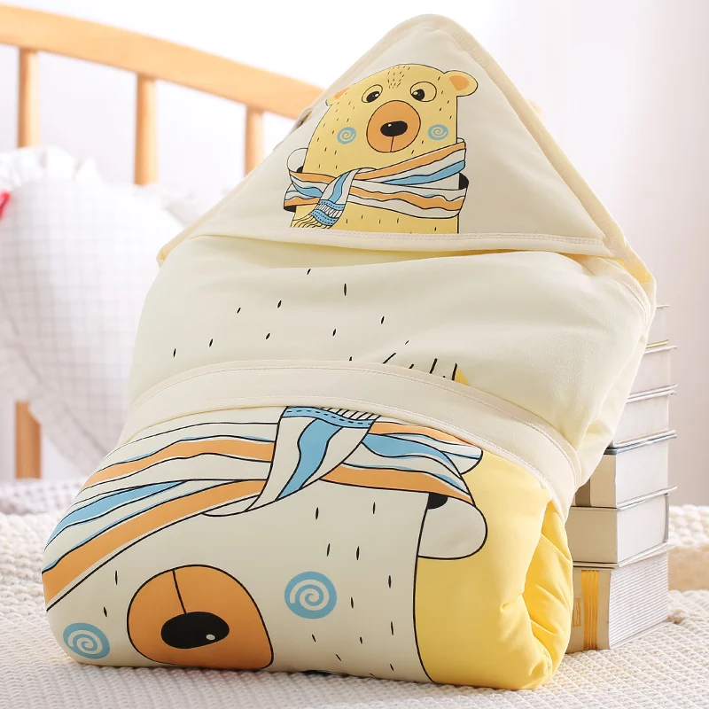 Herbabe/детские одеяла, съемные пеленальные хлопковые одеяла для новорожденных девочек и мальчиков, теплые спальные мешки для зимы и осени - Цвет: Yellow Scarf 90x90cm
