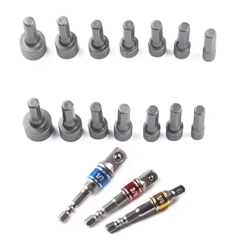 

14pcs Power Nut Driver Drill Bit 1/4'' Driver Hex + Impact Drills Driver Socket Bit Set Hex Shank Adapter Drill Dropship