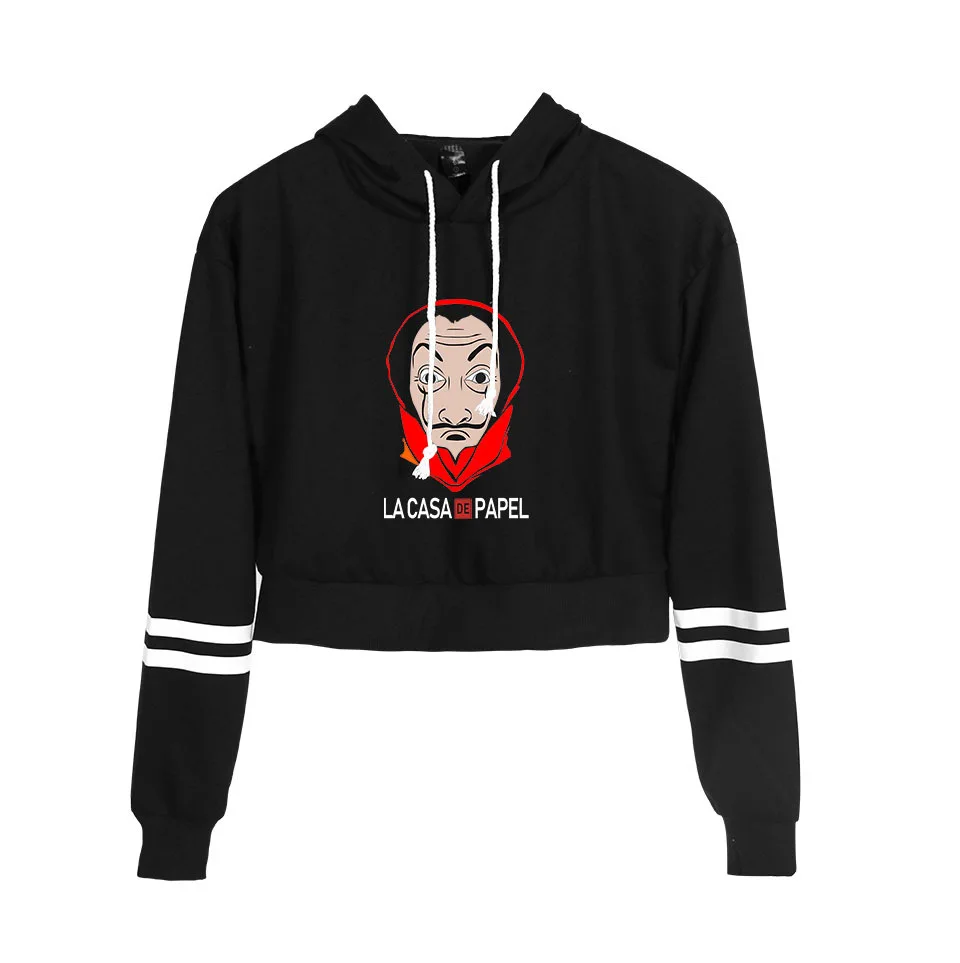 

Paper House La Casa De Papel Yellow Hoodie Money Heist Harajuku Crop Top Sweatshirt Streetwear Hip Hop Long Sleeve Pullover Tops