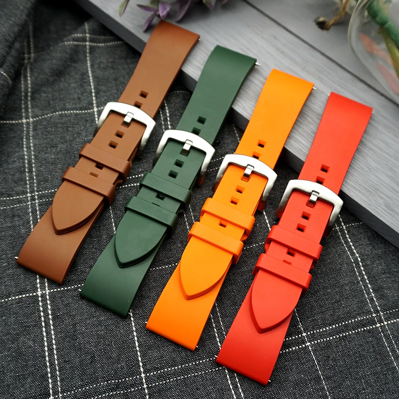 Fluorine Rubber Watch Strap Men s Watch Accessories 20mm 22mm 24mm Arc Mouth Replacement Watchband Bracelet 3