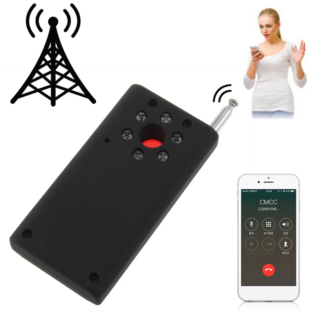 

Black ABS Full Range Wireless Cell Phone Signal Detector Anti-Spy Finder CC308 US Plug WiFi RF GSM Laser Device 93*48*17mm