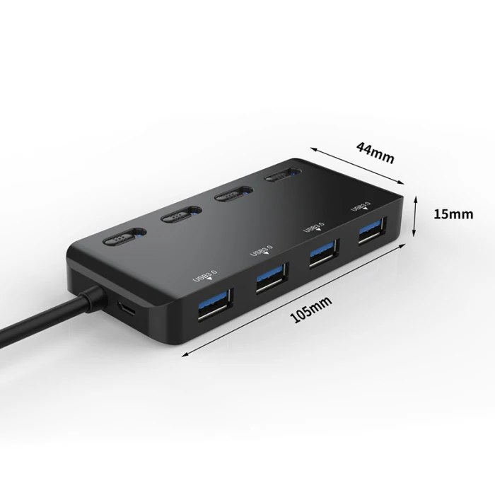 4 порта USB3.0 мульти концентратор разветвитель Кабель расширения ноутбук ПК адаптер с переключателем XR649